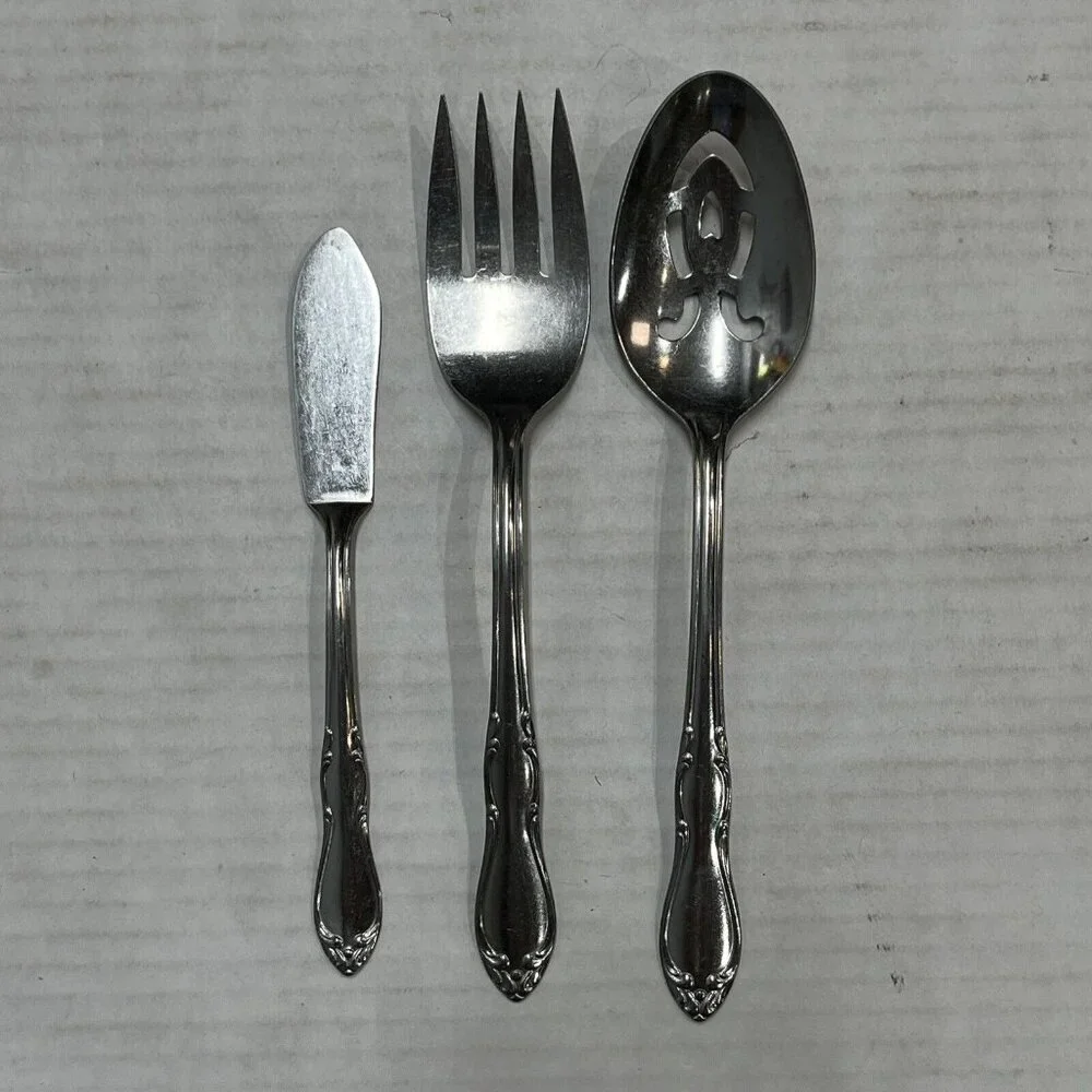 Oneida Homestead Simeon L & George H. Rogers Stainless Serving Set 3 Pieces‎